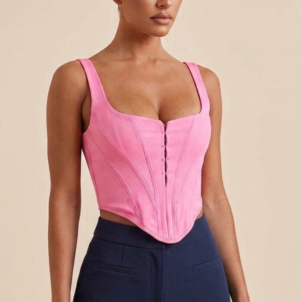 House of CB Frangelica Pepto Pink Corset Top Boned Bustier XS X-small